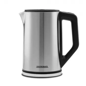 Elektriskā tējkanna GASTROBACK Design Cool Touch 1.5 L 2200 W, Nerūsējošais tērauds/Melns
