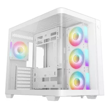 PC korpuss DeepCool CG530U 4F Balts — aizmugurējs barošanas bloks, 3x120mm sānu + 1x120mm aizmugures ventilatori, 120/140mm vietas, 2.5 inch un 3.5 inch HDD
