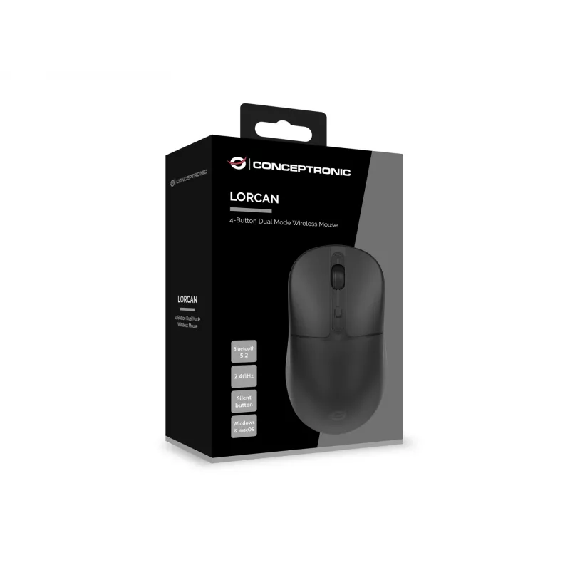 Conceptronic LORCAN04B Bezvadu pele ar 4 pogām, Bluetooth 5.2 un 2.4GHz
