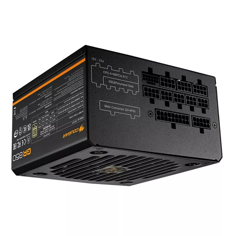 Barošanas bloks Cougar GR 850W ATX3.1 PCIe 5.1 80 PLUS Gold, 850 W, 20+4 pin ATX, 120 mm ventilators, melns