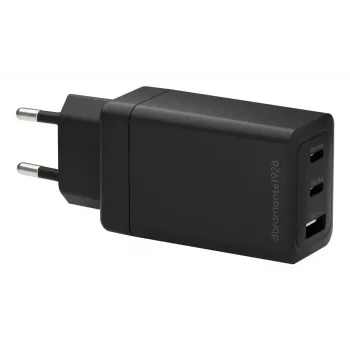 dbramante1928 re-charge IT EU sienas lādētājs — 2× USB‑C 65W + 1× USB‑A, iekštelpām, maiņstrāva, melns