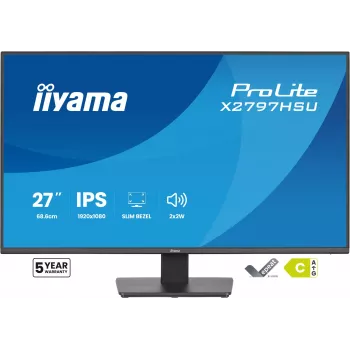 Datora monitors IIYAMA ProLite X2797HSU-B1 27 collu (68.6 cm) Full HD 1920×1080 LED matēts 4 ms USB 3.2 Gen 1 skaļruņi VESA melns