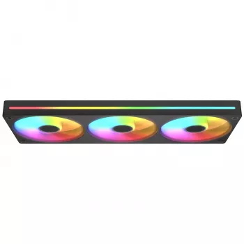 Ventilatoru komplekts Cougar Unity360-FB vienotā rāmī 360mm ARGB PWM Forward, 120mm×3, 700–2500 RPM, FDB, 5.4 mmH2O, Melns