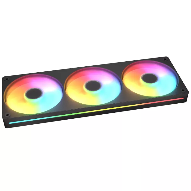 Ventilatoru komplekts Cougar Unity360-FB vienotā rāmī 360mm ARGB PWM Forward, 120mm×3, 700–2500 RPM, FDB, 5.4 mmH2O, Melns