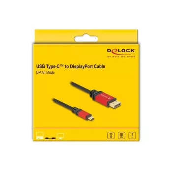 DeLOCK USB Type-C uz DisplayPort kabelis 8K 30Hz HDR 2m Sarkans
