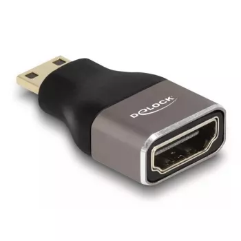 DeLOCK HDMI Adapter Mini-C vīriešu uz A sieviešu 8K 60 Hz pelēks metāls