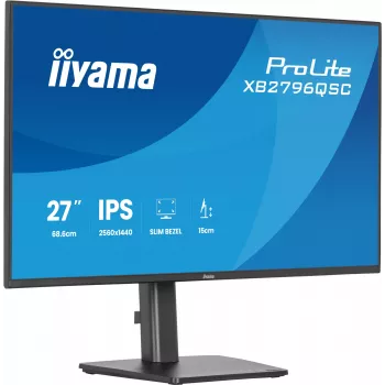 27 collu IIYAMA ProLite XB2796QSC-B1 IPS Quad HD 2560x1440 LED monitors, 4 ms, USB-C, skaļruņi, augstuma regulējams, VESA