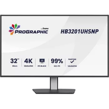 IIYAMA 32 collu ProGraphic HB3201UHSNP-B1 4K UHD IPS LCD monitors ar USB-C un DisplayPort