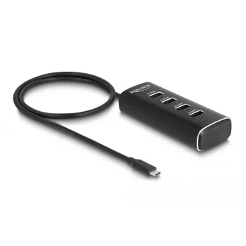DeLOCK 4 Portu USB centrmezgls 10 Gbps Type-C 60 cm kabelis ar slēdžiem