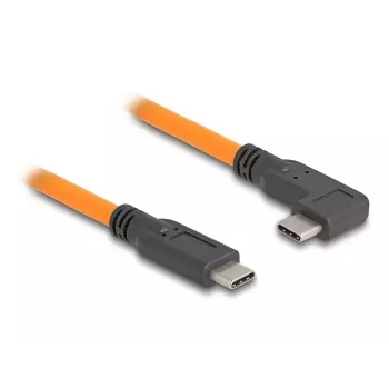 DeLOCK USB kabelis USB Type-C vīriešu uz USB Type-C vīriešu 90° leņķa 1 m oranžs