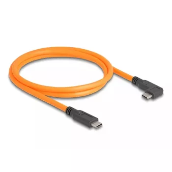 DeLOCK USB kabelis USB Type-C vīriešu uz USB Type-C vīriešu 90° leņķa 1 m oranžs