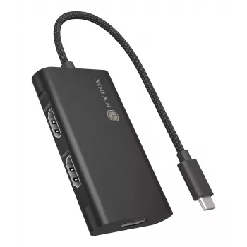 ICY BOX Adapter USB Type-C uz 3x HDMI, USB 3.2 Gen 2 (3.1 Gen 2) Type-C, HDMI, 10000 Mbit/s, 144 Hz, 3840 x 2160, 7680 x 4320