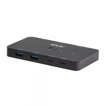 KVM slēdzis Club 3D Dual USB-C uz HDMI, 2 porti, 4K UHD 3840x2160, USB-C konsole, 65W PD, melns