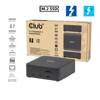 Docking stacija CLUB3D CSV-2562 Thunderbolt 5, M.2 SSD, 2×HDMI 8K60Hz, 180W, 120 Gbit/s