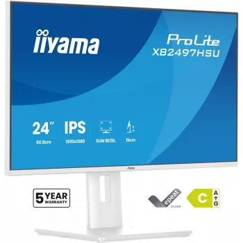 iiyama ProLite XB2497HSU-W1 monitors 60.5 cm (23.8 collas) 1920 x 1080 pikseļi Full HD LED Balts