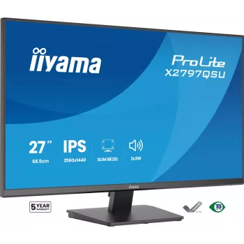 Datora monitors IIYAMA ProLite X2797QSU-B1 27 collas (68,6 cm) 2560×1440 IPS LED matēts, 1 ms, USB 3.2 centrmezgls, skaļruņi, VESA