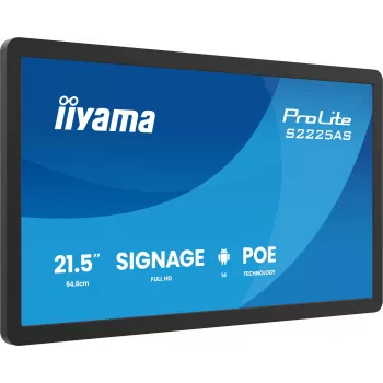 IIYAMA ProLite S2225AS-B1P digitālās izkārtnes plakanpanelis 54.6 cm (21.5 inch) LCD Wi-Fi 500 cd/m² Full HD Melns Iebūvēts procesors Android 24/7