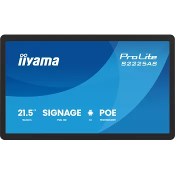 IIYAMA ProLite S2225AS-B1P digitālās izkārtnes plakanpanelis 54.6 cm (21.5 inch) LCD Wi-Fi 500 cd/m² Full HD Melns Iebūvēts procesors Android 24/7