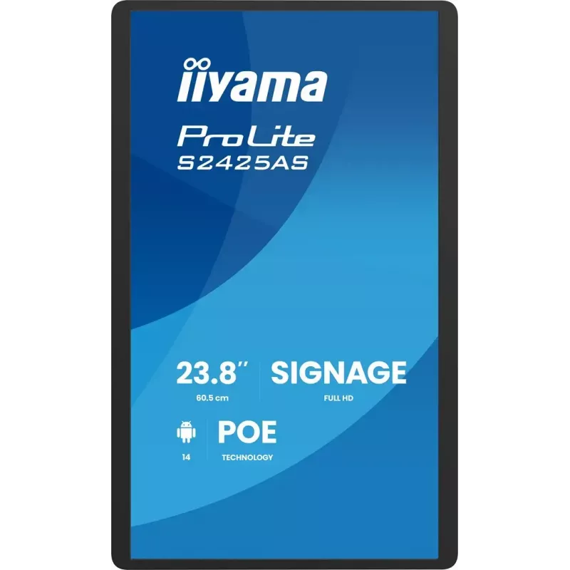 IIYAMA ProLite S2425AS-B1P digitālais displejs 60.5 cm (23.8 inch) LCD Wi-Fi 500 cd/m² Full HD Melns Iebūvēts procesors Android 24/7