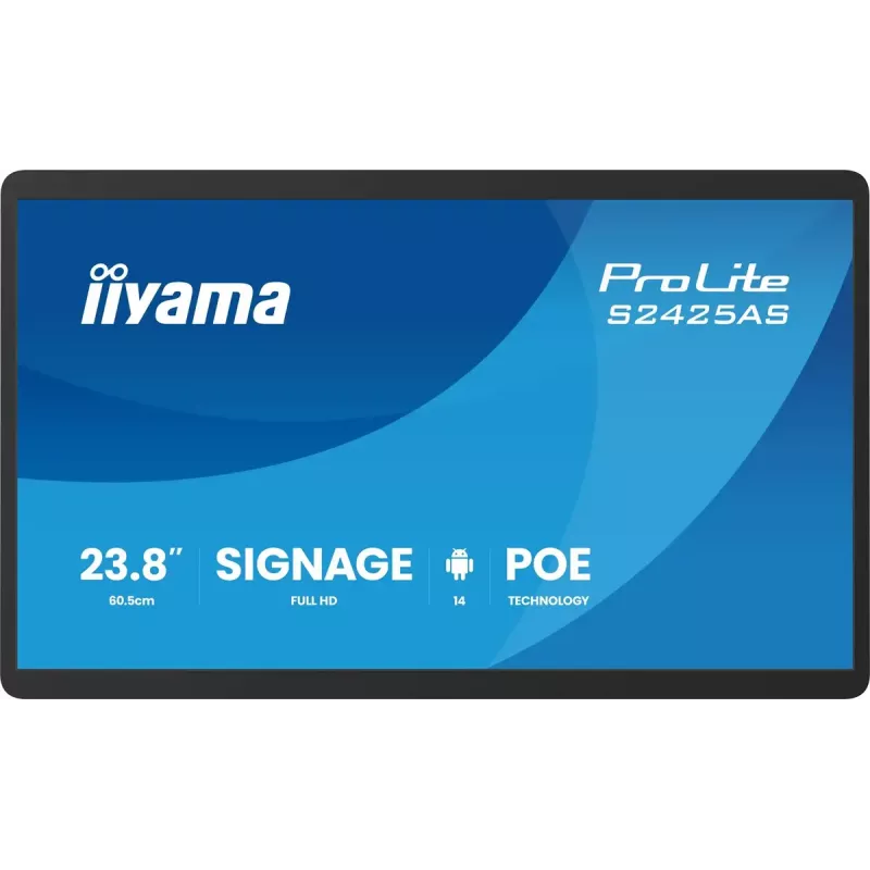 IIYAMA ProLite S2425AS-B1P digitālais displejs 60.5 cm (23.8 inch) LCD Wi-Fi 500 cd/m² Full HD Melns Iebūvēts procesors Android 24/7