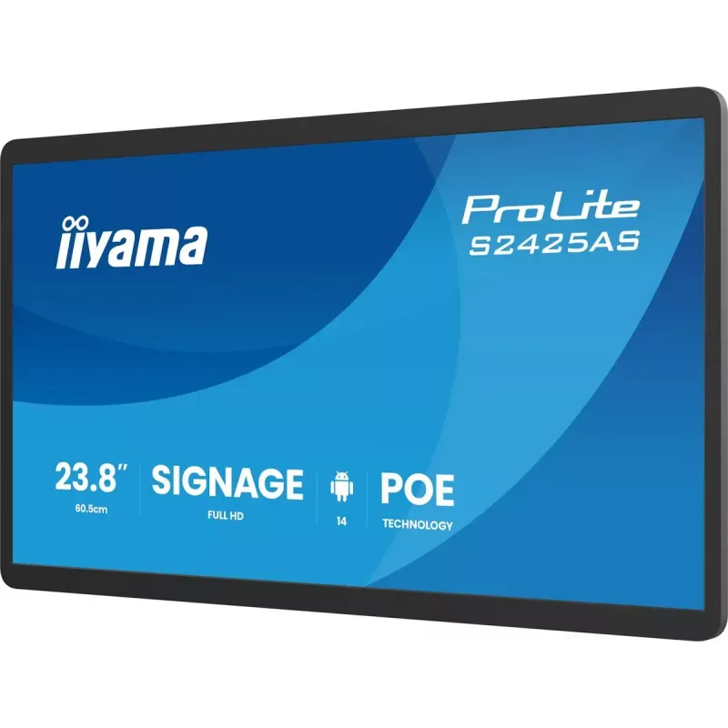 IIYAMA ProLite S2425AS-B1P digitālais displejs 60.5 cm (23.8 inch) LCD Wi-Fi 500 cd/m² Full HD Melns Iebūvēts procesors Android 24/7