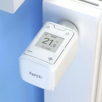 FRITZ Smart Thermo 302 termostats (iekštelpu), balts, pogu vadība, AA baterija, 51×51×90 mm