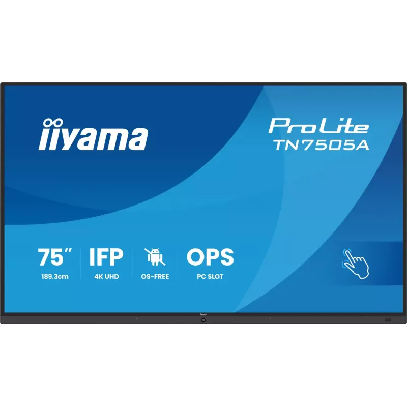 iiyama TN7505A-B1AG Signālu displejs Interaktīvais plakanekrāns 189.3 cm (74.5 collas) 500 cd/m² 4K Ultra HD Melns Skārienjutīgs