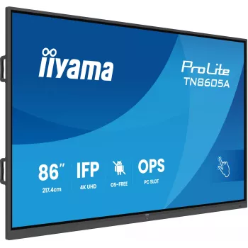 iiyama TN8605A-B1AG Signāldisplejs Interaktīvais plakanā paneļa ekrāns 2.17 m (85.6 collas) 500 cd/m² 4K Ultra HD Melns Skārienekrāns