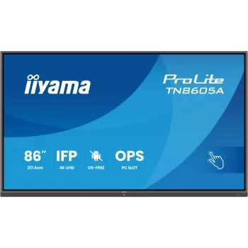 iiyama TN8605A-B1AG Signāldisplejs Interaktīvais plakanā paneļa ekrāns 2.17 m (85.6 collas) 500 cd/m² 4K Ultra HD Melns Skārienekrāns
