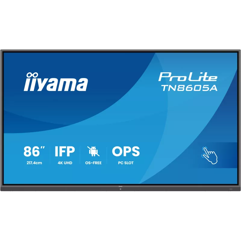 iiyama TN8605A-B1AG Signāldisplejs Interaktīvais plakanā paneļa ekrāns 2.17 m (85.6 collas) 500 cd/m² 4K Ultra HD Melns Skārienekrāns