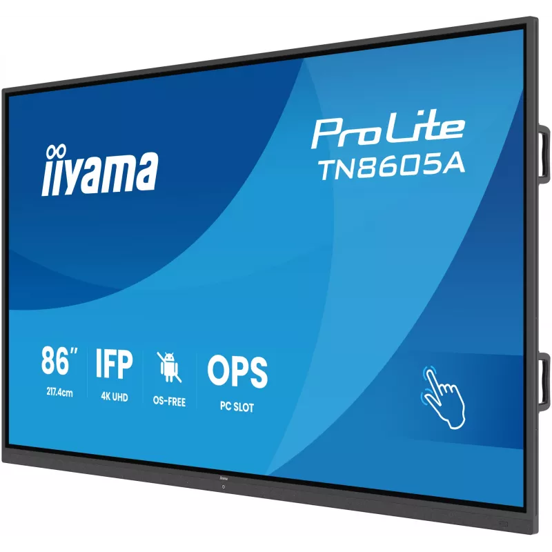 iiyama TN8605A-B1AG Signāldisplejs Interaktīvais plakanā paneļa ekrāns 2.17 m (85.6 collas) 500 cd/m² 4K Ultra HD Melns Skārienekrāns