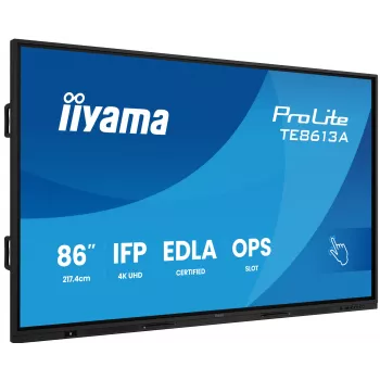 Interaktīvais plakanā paneļa displejs IIYAMA TE8613A-B2AG 85.6 collas (2.17 m) 4K UHD, 500 cd/m², Wi-Fi, Android, 24/7