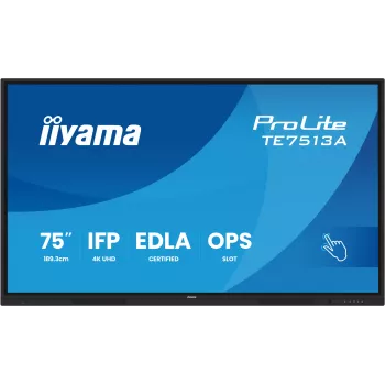 Interaktīvais plakanā paneļa displejs IIYAMA TE7513A-B2AG 75 inch 4K UHD skārienekrāns, 500 cd/m², Wi-Fi, Android, 24/7