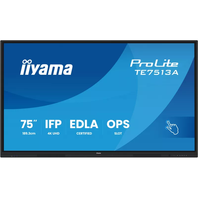 Interaktīvais plakanā paneļa displejs IIYAMA TE7513A-B2AG 75 inch 4K UHD skārienekrāns, 500 cd/m², Wi-Fi, Android, 24/7
