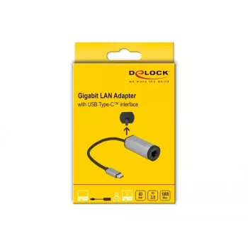 DeLOCK 64116 USB Type-C adapteris Gigabit LAN ar Power Delivery, pelēks
