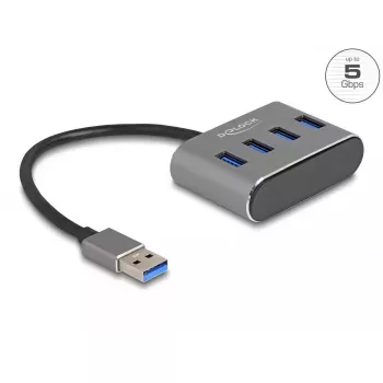DeLOCK 63190 USB 3.2 Gen 1 Type-A 4 portu centrmezgls, melns