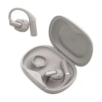 Austiņas JBL Sense Pro TWS āķveida, zvaniem un mūzikai, 20–40000 Hz, USB-C uzlādes statīvs, Pelēka, 95.2 g