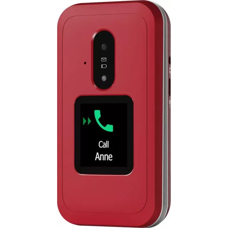 Doro Leva E30 atlokāms telefons, 2.8 collu (7.11 cm) 320x240, Single SIM, 0.3 MP kamera, 1150 mAh, IP55, sarkans/balts