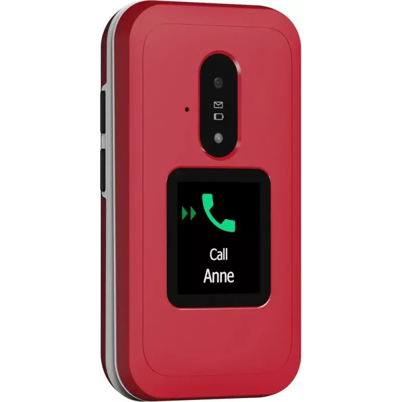 Doro Leva E30 atlokāms telefons, 2.8 collu (7.11 cm) 320x240, Single SIM, 0.3 MP kamera, 1150 mAh, IP55, sarkans/balts