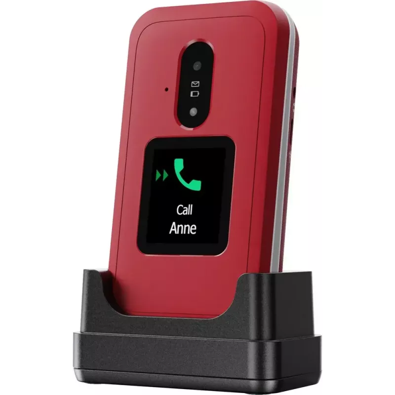 Doro Leva E30 atlokāms telefons, 2.8 collu (7.11 cm) 320x240, Single SIM, 0.3 MP kamera, 1150 mAh, IP55, sarkans/balts