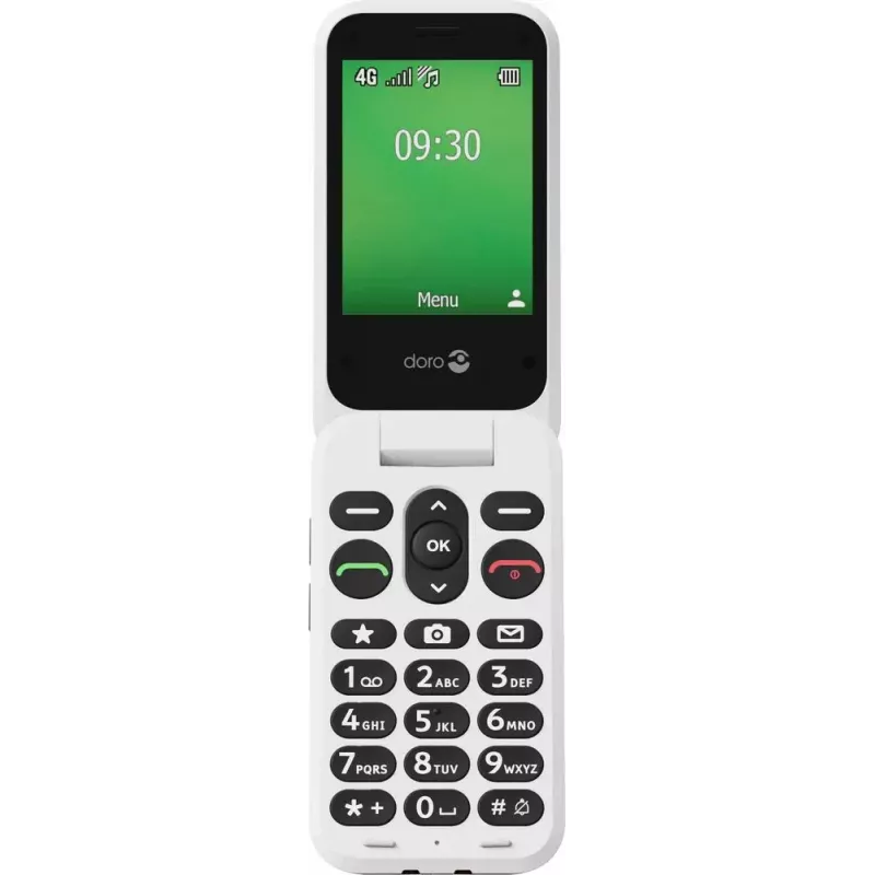 Doro Leva E30 atlokāms telefons, 2.8 collu (7.11 cm) 320x240, Single SIM, 0.3 MP kamera, 1150 mAh, IP55, sarkans/balts