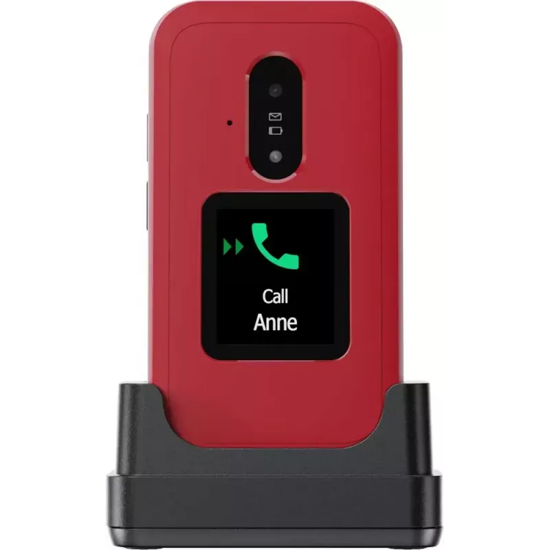 Doro Leva E30 atlokāms telefons, 2.8 collu (7.11 cm) 320x240, Single SIM, 0.3 MP kamera, 1150 mAh, IP55, sarkans/balts