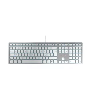 Vadu tastatūra Cherry KC 6000C Mac — QWERTY Nordic, šķērveida slēdži, sudraba, 1,8 m kabelis