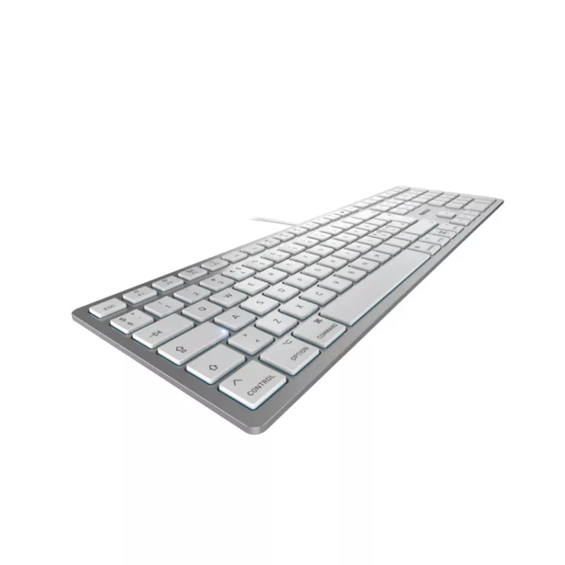 Vadu tastatūra Cherry KC 6000C Mac — QWERTY Nordic, šķērveida slēdži, sudraba, 1,8 m kabelis