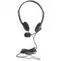 Manhattan Stereo On-Ear Austiņas (3.5mm), Mikrofona Kāts, Skaļuma Regulēšana, Putu Pārklāji, 2x 3.5mm Audio/Mic, 2m, Melna, Trīs Gadu Garantija