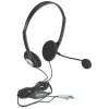 Manhattan Stereo On-Ear Austiņas (3.5mm), Mikrofona Kāts, Skaļuma Regulēšana, Putu Pārklāji, 2x 3.5mm Audio/Mic, 2m, Melna, Trīs Gadu Garantija