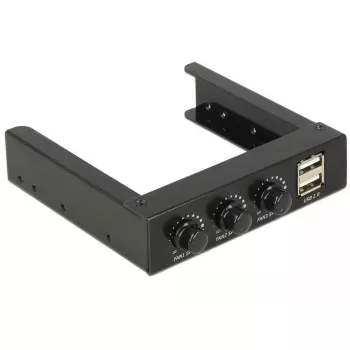 DeLOCK 62714 3 kanālu ventilatora ātruma regulators, melns