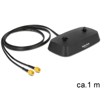 DeLOCK 88739 antenas pamatne, 2x SMA, 1 m kabelis, melna