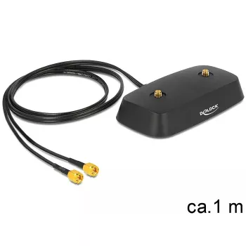 DeLOCK 88739 antenas pamatne, 2x SMA, 1 m kabelis, melna