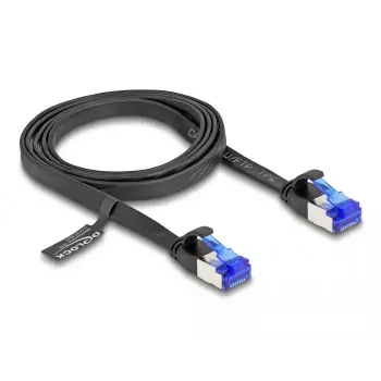 DeLOCK RJ45 plakanais tīkla kabelis Cat.6A 1 m melns